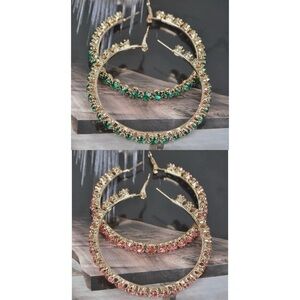 AUDREY L. | large rhinestone gold hoop earrings